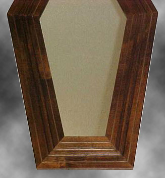 Walnut Coffin Mirror - lower detail