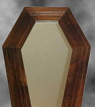Walnut Coffin Mirror - upper detail