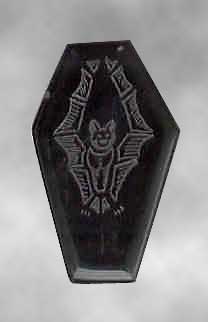 Bat-etched coffin